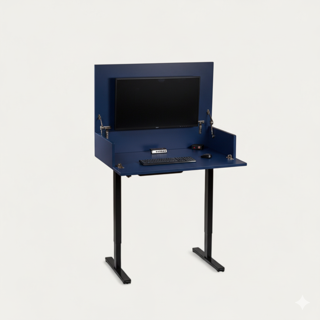 Bureau BIM.AD modulable bois peint 102 x 54/70 cm - compatible 1 écran 32" - pied assis debout
