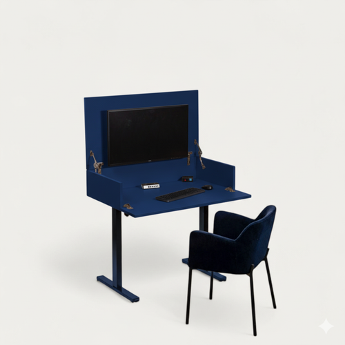 Bureau BIM.AD modulable bois peint 102 x 54/70 cm - compatible 1 écran 32" - pied assis debout