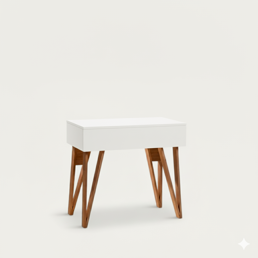 Bureau BIM modulable bois peint 102 x 54/70 cm - compatible 1 écran 32" - pied cache fil Le Corbu