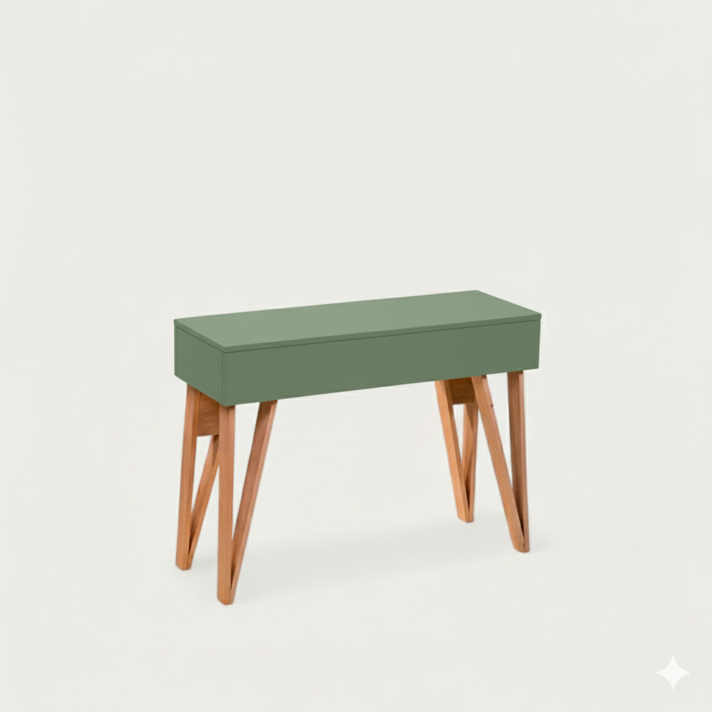 Bureau BIMO modulable bois peint 128 x 45/60 cm - compatible 2 écrans 24" - pied cache fil Le Corbu