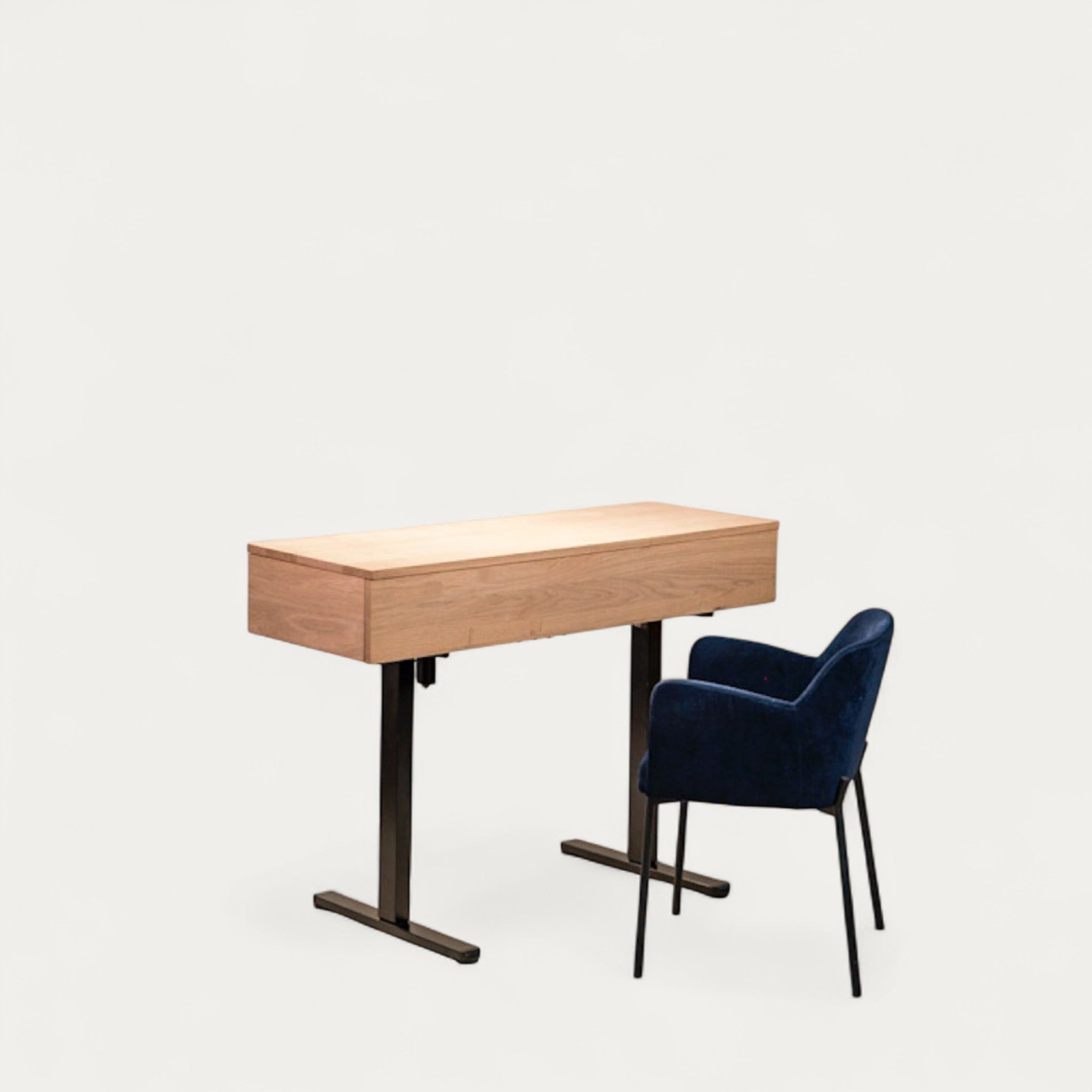 Bureau BOSS.AD modulable en chêne 128 x 45/60 cm - compatible 2 écrans 24" - pied assis debout