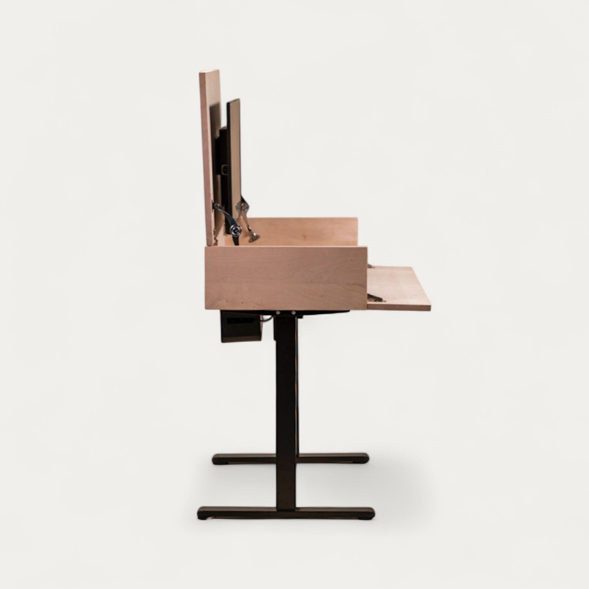 Bureau BOB.AD modulable en chêne 102 x 54/70 cm - compatible 1 écran 32" - pied assis debout