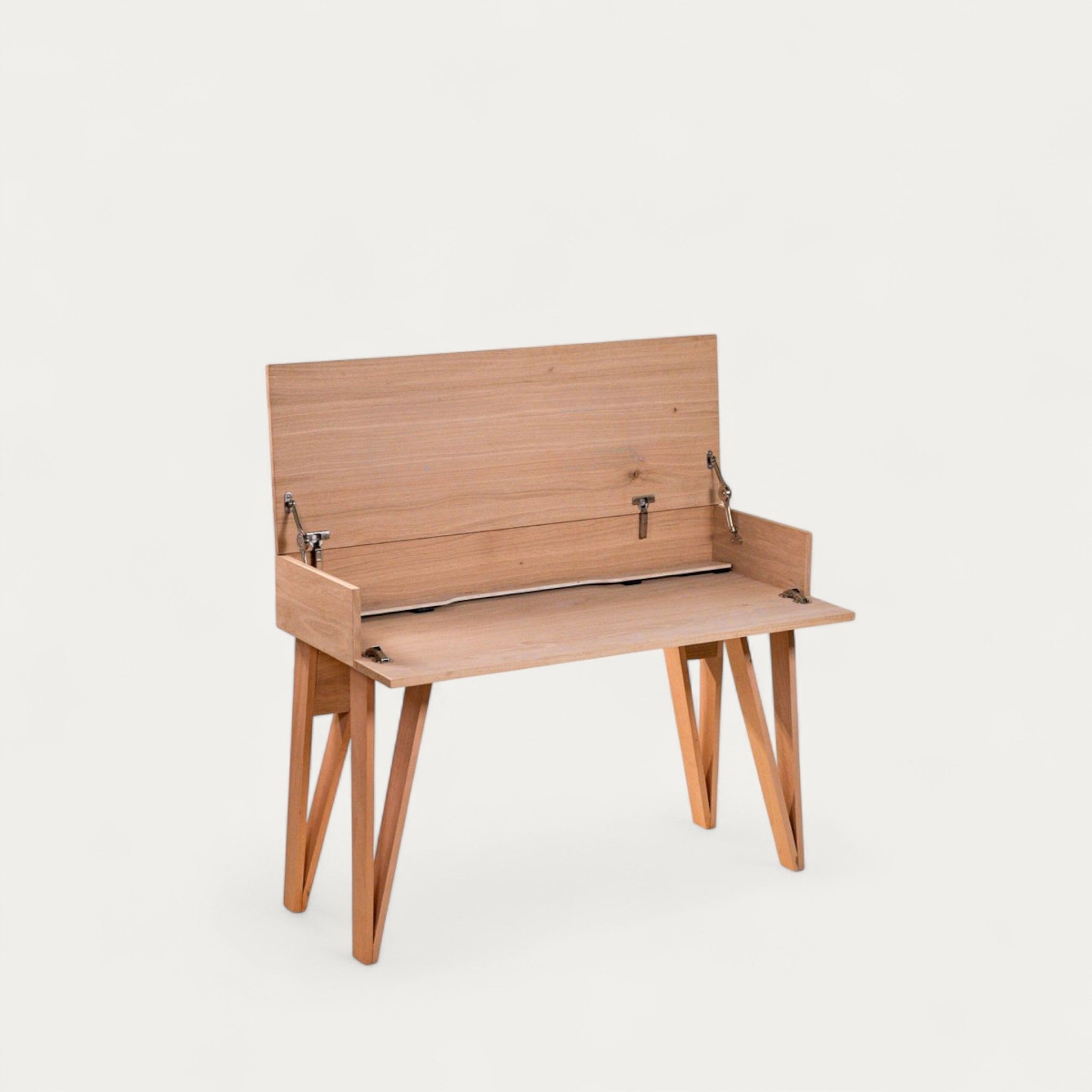 Bureau BOSS modulable en chêne 128 x 45/60 cm - compatible 2 écrans 24" - pied cache fil Le Corbu